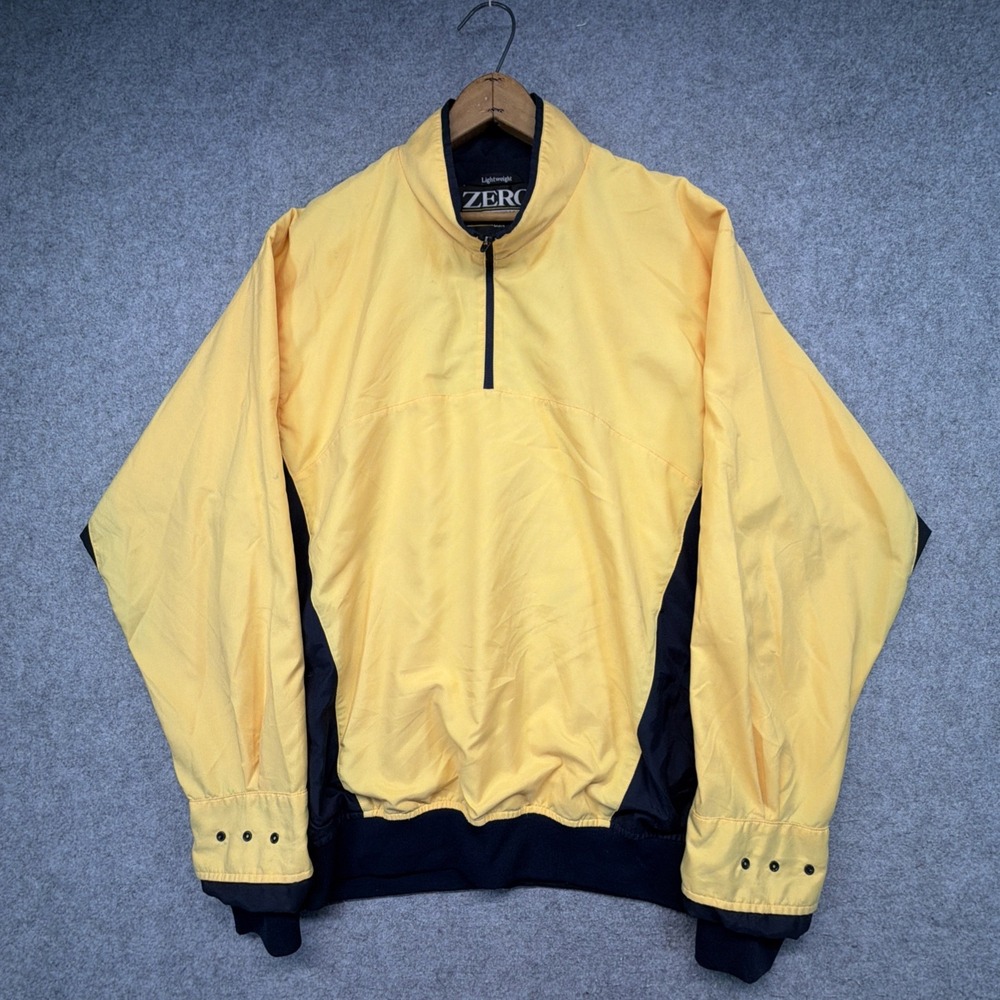 Zero Restriction Jacket Mens Large Gold Black 1/4 Zip Golf Windbreaker Pullover